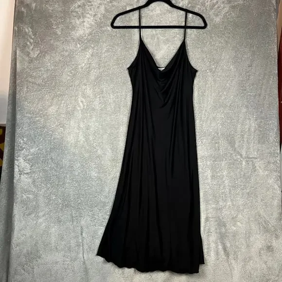 Sincerely Jules Dress Womens XL Black Cowl Neck Slip Dress Slinky Eveningwear - Picture 1 of 7